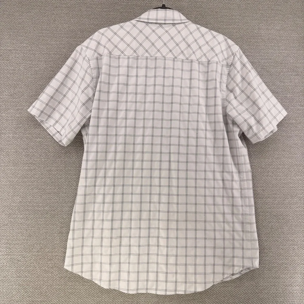 Harley-Davidson Mens White Grey Plaid Performance Short Sleeve Button Shirt L
